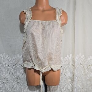 Cream Striped Wishlist Apparel Tank Top Sz Small